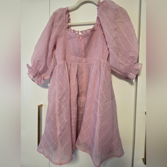 NWOT Storia Pink Plaid Babydoll Dress - Picture 5 of 5